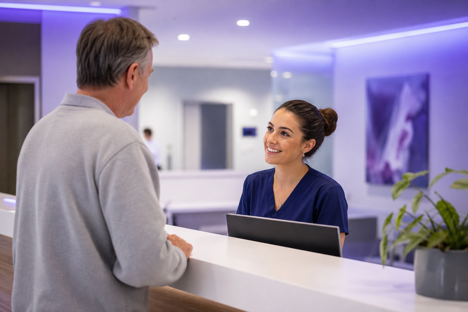 Service Desk in Healthcare with Pink Blue Glow